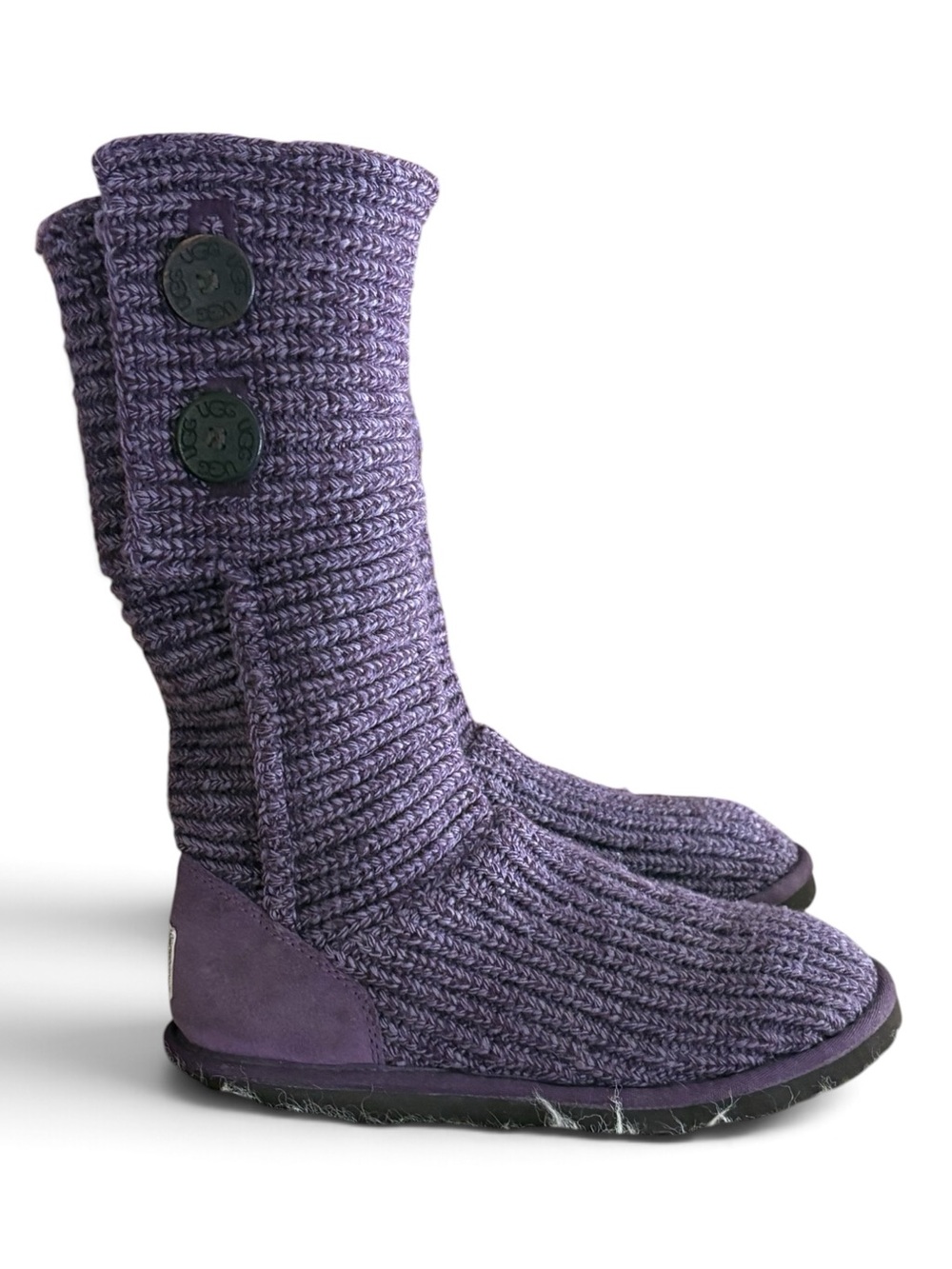 UGG Purple Cardy Knit Button Tall Boot